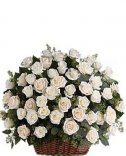 FLOWER BASKET OF WHITE ROSES