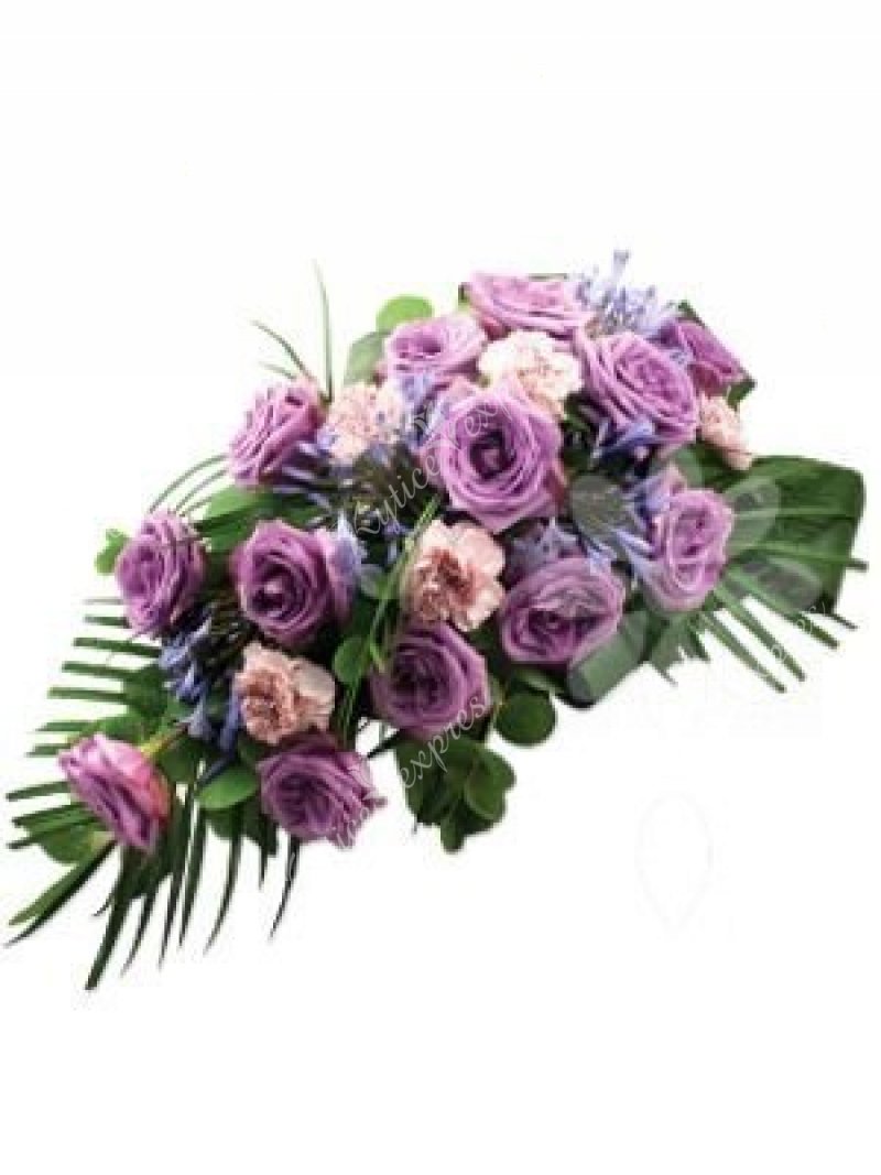 Funeral bouquets in lilac-pink tones 13