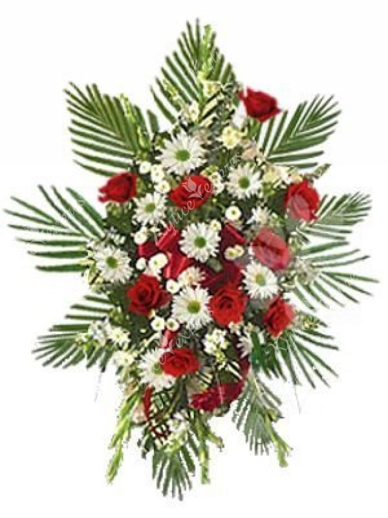 Funeral bouquets of roses and chrysanthemums 23